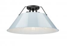 Golden Canada 3306-3FM BLK-DB - Orwell BLK 3 Light Flush Mount in Matte Black with Dusky Blue shade