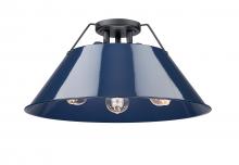 Golden Canada 3306-3FM BLK-NVY - Orwell BLK 3 Light Flush Mount in Matte Black with Matte Navy shade