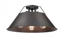 Golden Canada 3306-3FM BLK-RBZ - Orwell BLK 3 Light Flush Mount in Matte Black with Rubbed Bronze shade