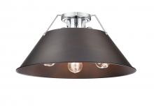 Golden Canada 3306-3FM CH-RBZ - Orwell CH 3 Light Flush Mount in Chrome with Rubbed Bronze shade