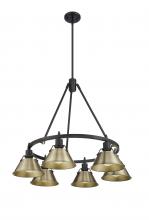 Golden Canada 3306-6 BLK-AB - Orwell BLK 6 Light Chandelier in Matte Black with Aged Brass shades