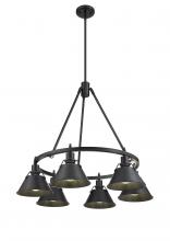 Golden Canada 3306-6 BLK-BLK - Orwell BLK 6 Light Chandelier in Matte Black with Matte Black shades