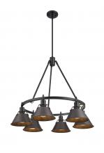 Golden Canada 3306-6 BLK-RBZ - Orwell BLK 6 Light Chandelier in Matte Black with Rubbed Bronze shades