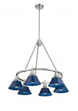 Golden Canada 3306-6 PW-NVY - Orwell PW 6 Light Chandelier in Pewter with Matte Navy shades