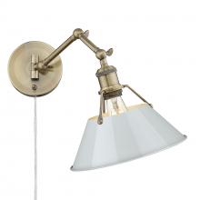 Golden Canada 3306-A1W AB-DB - Orwell AB 1 Light Articulating Wall Sconce in Aged Brass with Dusky Blue shade