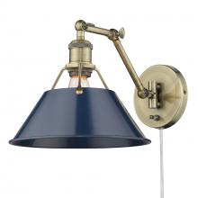 Golden Canada 3306-A1W AB-NVY - Orwell AB 1 Light Articulating Wall Sconce in Aged Brass with Matte Navy shade