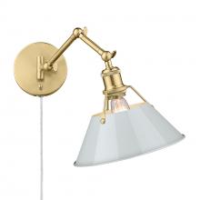 Golden Canada 3306-A1W BCB-DB - Orwell BCB 1 Light Articulating Wall Sconce in Brushed Champagne Bronze with Dusky Blue shade