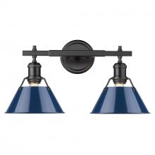 Golden Canada 3306-BA2 BLK-NVY - Orwell BLK 2 Light Bath Vanity in Matte Black with Matte Navy shades