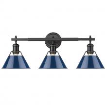 Golden Canada 3306-BA3 BLK-NVY - Orwell BLK 3 Light Bath Vanity in Matte Black with Matte Navy shades