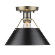 Golden Canada 3306-FM AB-BLK - Orwell AB Flush Mount in Aged Brass with Matte Black shade