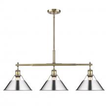 Golden Canada 3306-LP AB-CH - Orwell AB 3 Light Linear Pendant in Aged Brass with Chrome shades