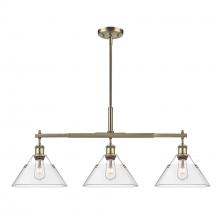 Golden Canada 3306-LP AB-CLR - Orwell AB 3 Light Linear Pendant in Aged Brass with Clear Glass