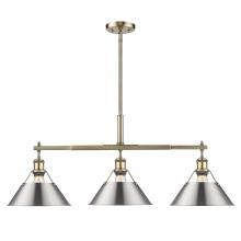 Golden Canada 3306-LP AB-PW - Orwell AB 3 Light Linear Pendant in Aged Brass with Pewter shades