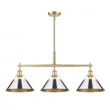 Golden Canada 3306-LP BCB-CH - Orwell BCB 3 Light Linear Pendant in Brushed Champagne Bronze with Chrome shades