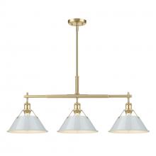 Golden Canada 3306-LP BCB-DB - Orwell BCB 3 Light Linear Pendant in Brushed Champagne Bronze with Dusky Blue shades