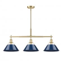 Golden Canada 3306-LP BCB-NVY - Orwell BCB 3 Light Linear Pendant in Brushed Champagne Bronze with Matte Navy shades