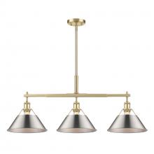 Golden Canada 3306-LP BCB-PW - Orwell BCB 3 Light Linear Pendant in Brushed Champagne Bronze with Pewter shades