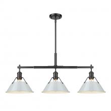 Golden Canada 3306-LP BLK-DB - Orwell BLK 3 Light Linear Pendant in Matte Black with Dusky Blue shades