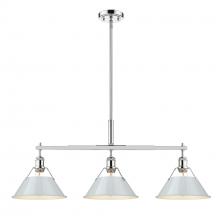 Golden Canada 3306-LP CH-DB - Orwell CH 3 Light Linear Pendant in Chrome with Dusky Blue shades