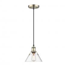 Golden Canada 3306-S AB-CLR - Orwell AB Small Pendant - 7" in Aged Brass with Clear Glass