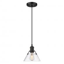 Golden Canada 3306-S BLK-CLR - Orwell BLK Small Pendant - 7" in Matte Black with Clear Glass