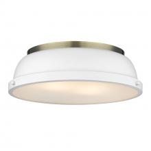 Golden Canada 3602-14 AB-WHT - Duncan 14" Flush Mount in Aged Brass with a Matte White Shade