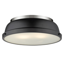 Golden Canada 3602-14 PW-BLK - Duncan 14" Flush Mount in Pewter with a Matte Black Shade