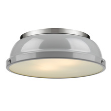 Golden Canada 3602-14 PW-GY - Duncan 14" Flush Mount in Pewter with a Gray Shade