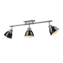 Golden Canada 3602-3SF PW-BK - Duncan 3 Light Semi-Flush - Track Light in Pewter with Black Shades