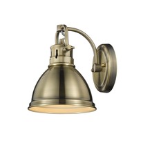 Golden Canada 3602-BA1 AB-AB - Duncan 1 Light Bath Vanity in Aged Brass with an Aged Brass Shade