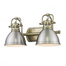 Golden Canada 3602-BA2 AB-PW - Duncan 2 Light Bath Vanity in Aged Brass with Pewter Shades