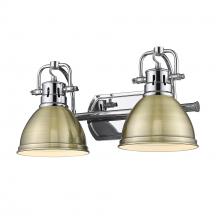 Golden Canada 3602-BA2 CH-AB - Duncan 2 Light Bath Vanity in Chrome with Aged Brass Shades