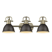 Golden Canada 3602-BA3 AB-RBZ - Duncan 3 Light Bath Vanity in Aged Brass with a Rubbed Bronze Shade