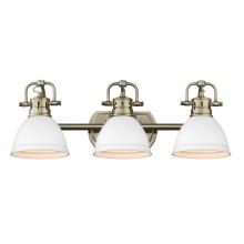 Golden Canada 3602-BA3 AB-WHT - Duncan 3 Light Bath Vanity in Aged Brass with a Matte White Shade