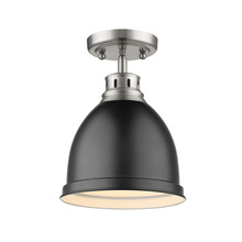 Golden Canada 3602-FM PW-BLK - Duncan Flush Mount in Pewter with a Matte Black Shade