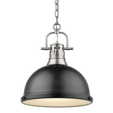 Golden Canada 3602-L PW-BLK - Duncan 1 Light Pendant with Chain in Pewter with a Matte Black Shade