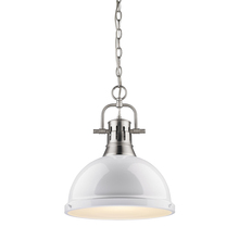 Golden Canada 3602-L PW-WH - Duncan 1 Light Pendant with Chain in Pewter with a White Shade