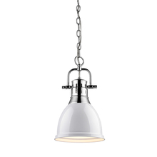 Golden Canada 3602-S CH-WH - Duncan Small Pendant with Chain in Chrome with a White Shade