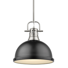 Golden Canada 3604-L PW-BLK - Duncan 1 Light Pendant with Rod in Pewter with a Matte Black Shade