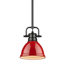 Golden Canada 3604-M1L BLK-RD - Duncan Mini Pendant with Rod in Matte Black with a Red Shade