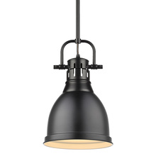 Golden Canada 3604-S BLK-BLK - Duncan Small Pendant with Rod in Matte Black with a Matte Black Shade