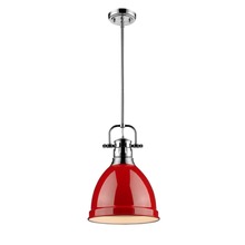 Golden Canada 3604-S CH-RD - Duncan Small Pendant with Rod in Chrome with a Red Shade