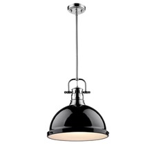 Golden Canada 3604-L CH-BK - Duncan 1 Light Pendant with Rod