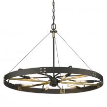 Golden Canada 3866-L NB-AB - Vaughn 6 Light Chandelier in Natural Black with Aged Brass Accents