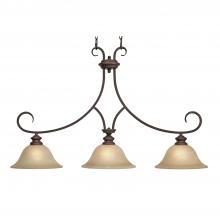 Golden Canada 6005-10 RBZ - Lancaster 3 Light Linear Pendant in Rubbed Bronze with Antique Marbled Glass