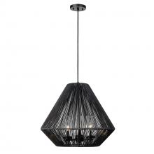 Golden Canada 6937-O3P NB-MBW - Valentina 3 Light Pendant - Outdoor in Natural Black with Matte Black Wicker Shade