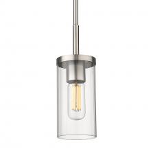 Golden Canada 7011-M1L PW-CLR - Winslett Mini Pendant in Pewter with Ribbed Clear Glass Shade