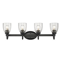 Golden Canada 8001-BA4 BLK-SD - Parrish 4 Light Bath Vanity in Matte Black with Seeded Glass