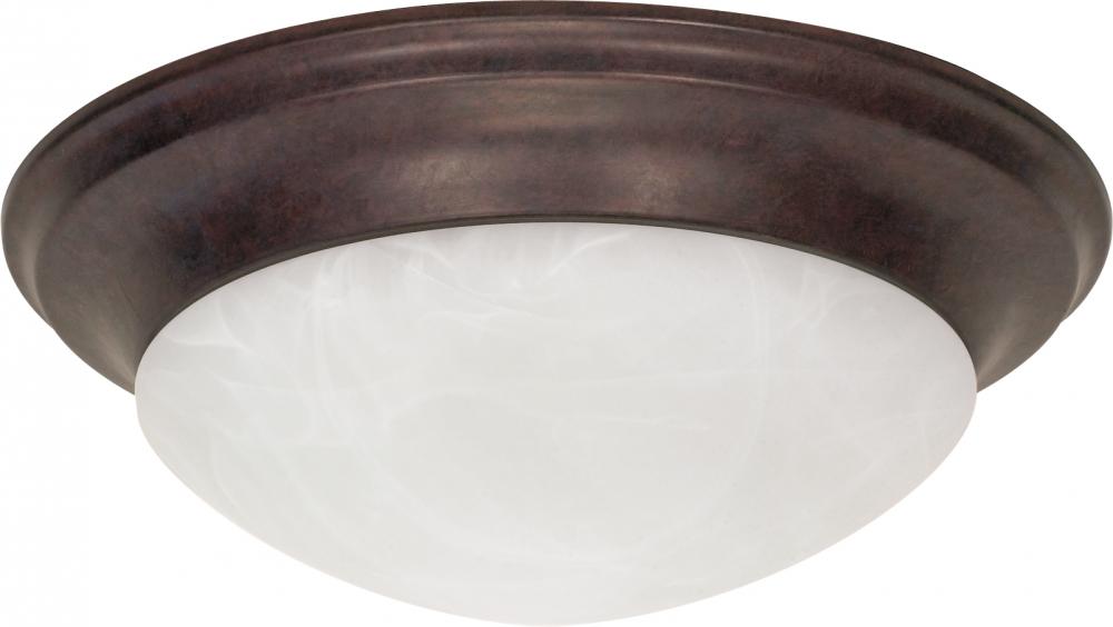 3 Light - 17" Flush with Alabaster Glass - Old Bronze Finish