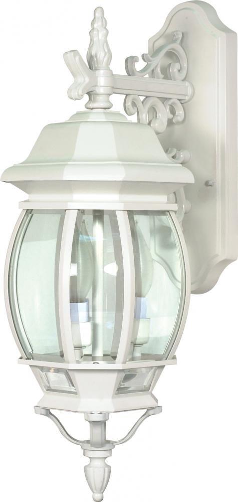 Central Park - 3 Light 22" Wall Lantern with Clear Beveled Glass - White Finish